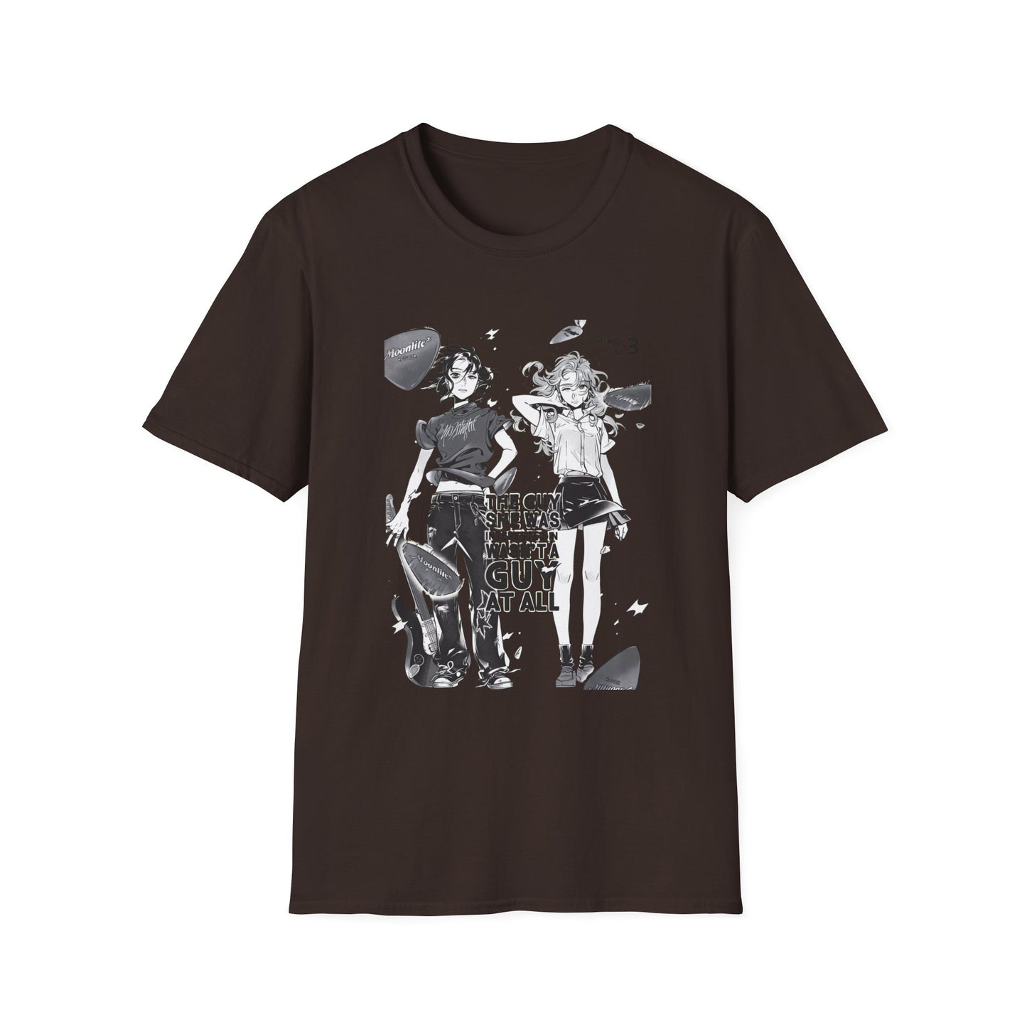 Camiseta gráfica de dúo de chicas de anime — Diseño de manga retro negra
