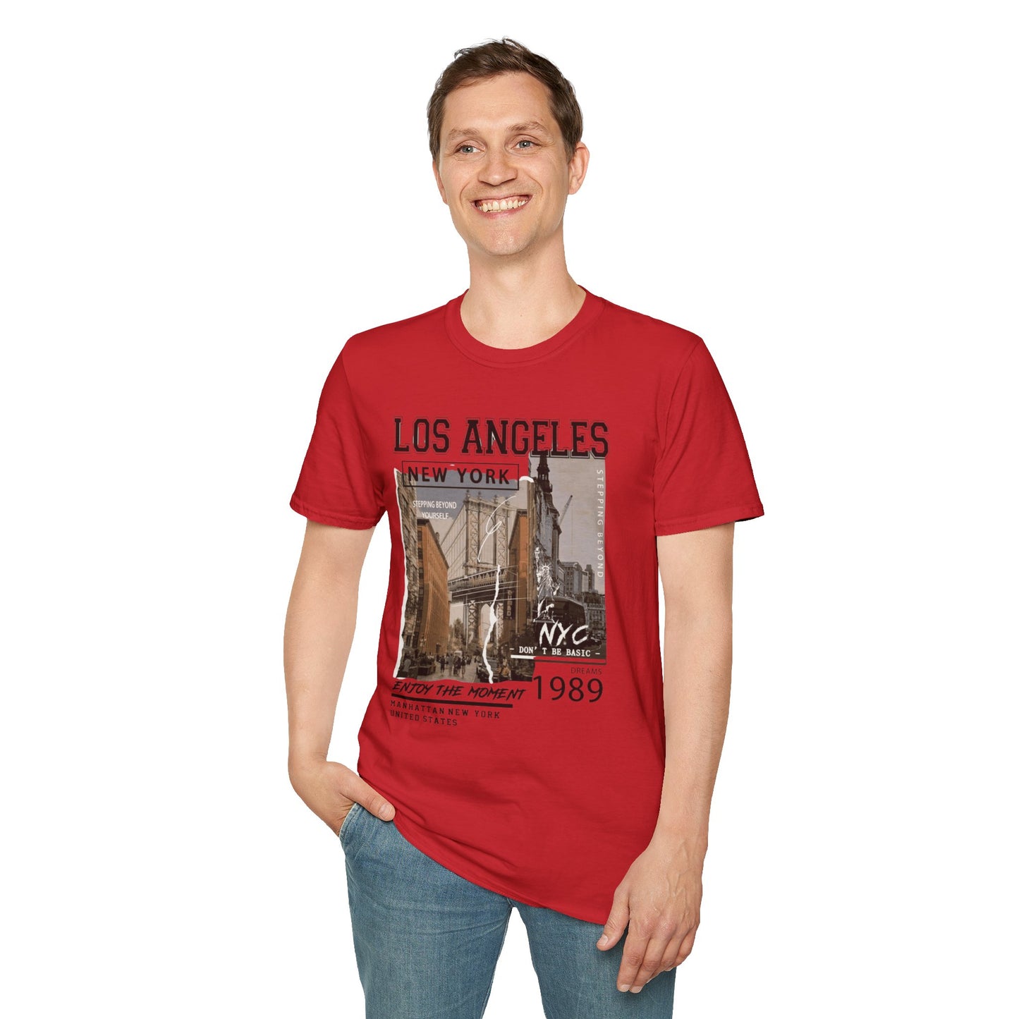 Los Angeles NYC Vintage T-Shirt mit Stadtansicht — Urbanes Reise-Grafik-T-Shirt von 1989
