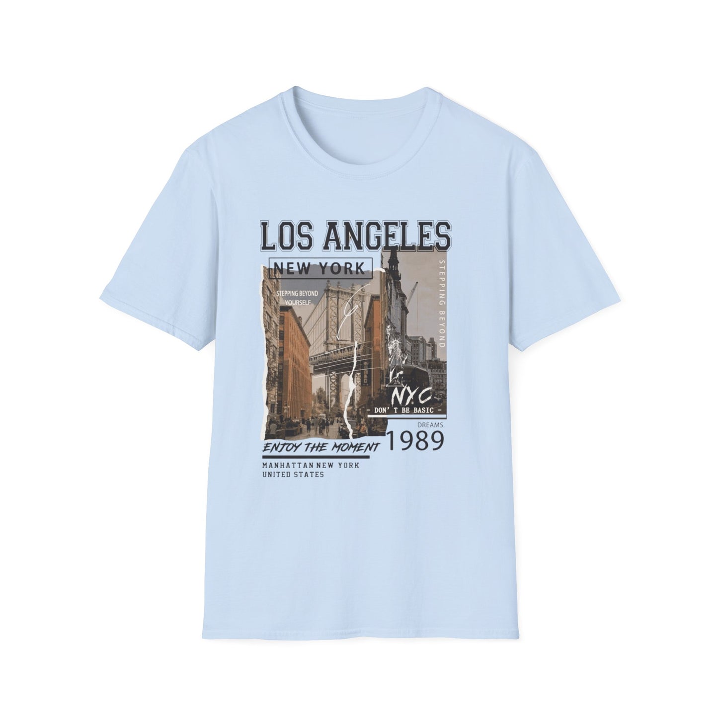 Los Angeles NYC Vintage T-Shirt mit Stadtansicht — Urbanes Reise-Grafik-T-Shirt von 1989