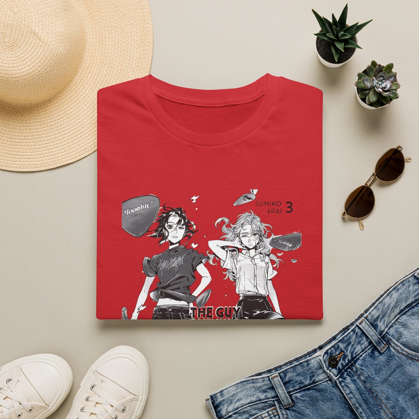 Camiseta gráfica de dúo de chicas de anime — Diseño de manga retro negra