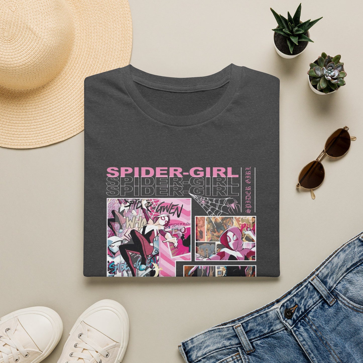 Camiseta con viñeta de cómic de Spider-Gwen - Camiseta retro rosa con diseño de Spider-Girl