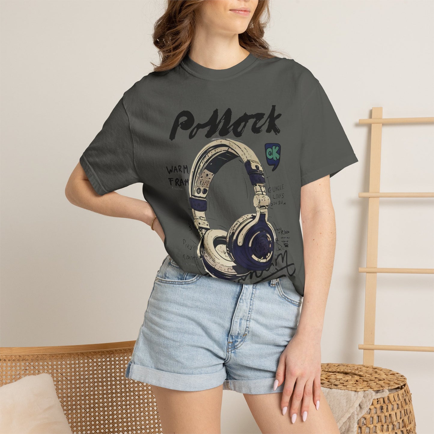 Vintage Headphones T-Shirt — Retro Music Graphic Tee ("P-Mock" Design)