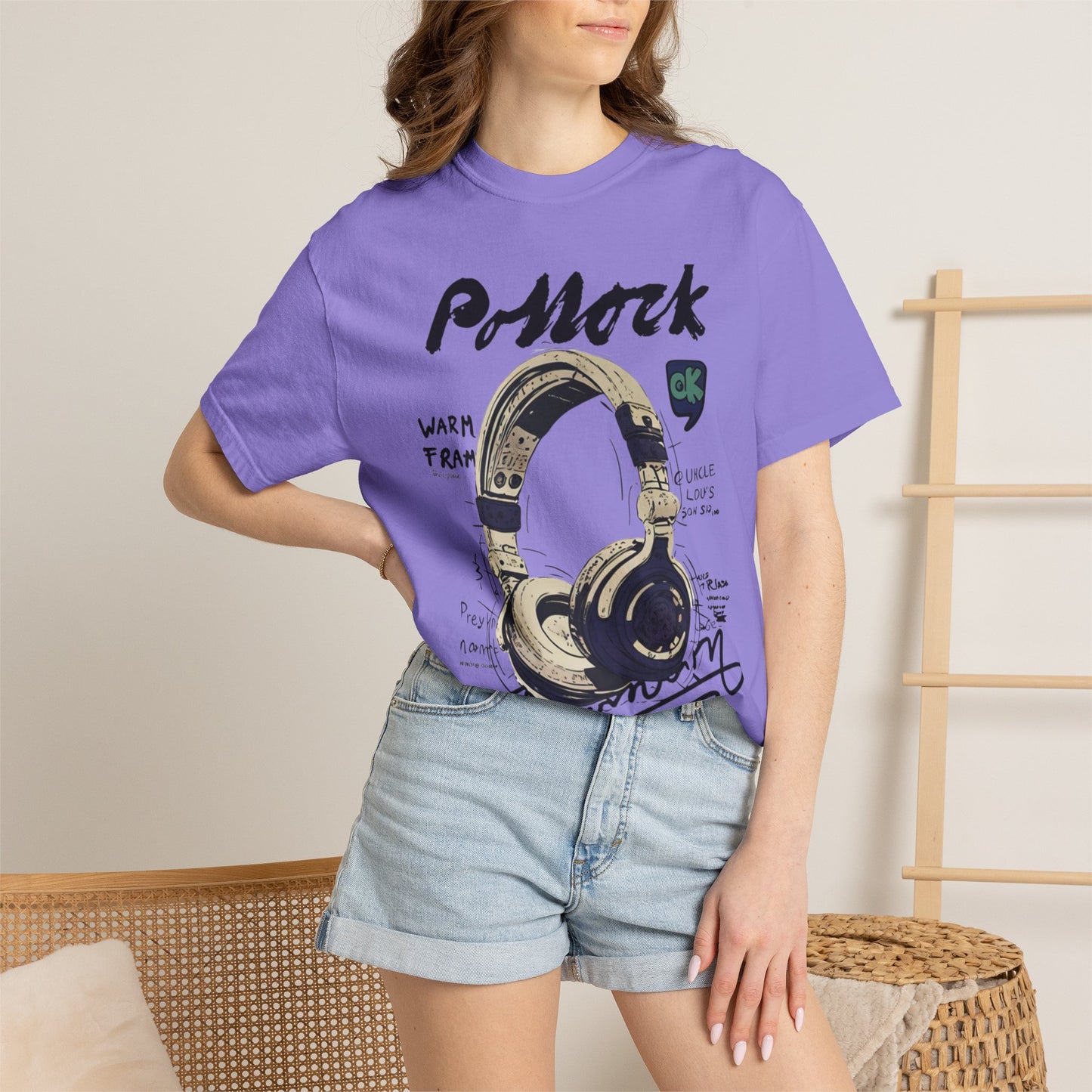 Vintage Headphones T-Shirt — Retro Music Graphic Tee ("P-Mock" Design)