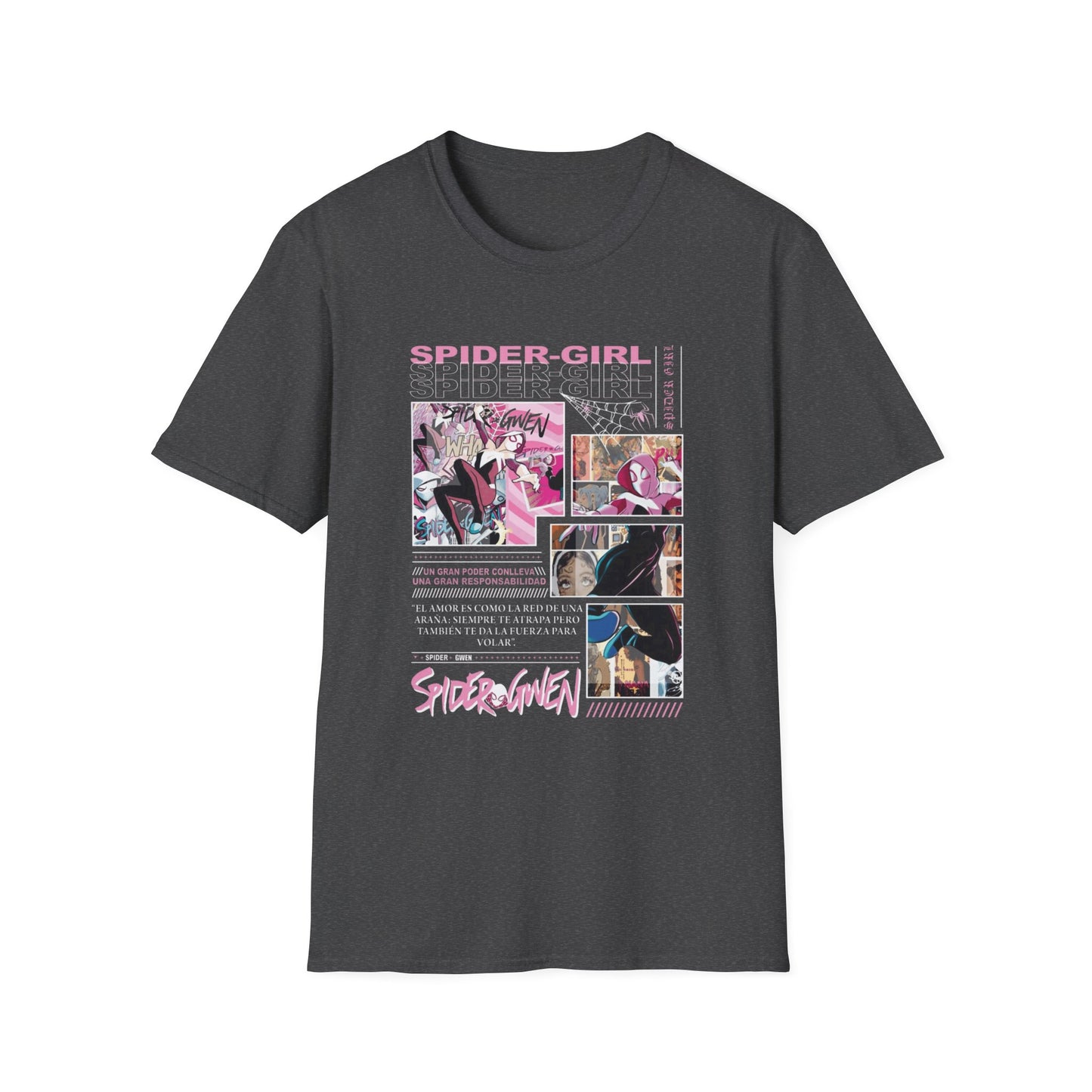 Camiseta con viñeta de cómic de Spider-Gwen - Camiseta retro rosa con diseño de Spider-Girl