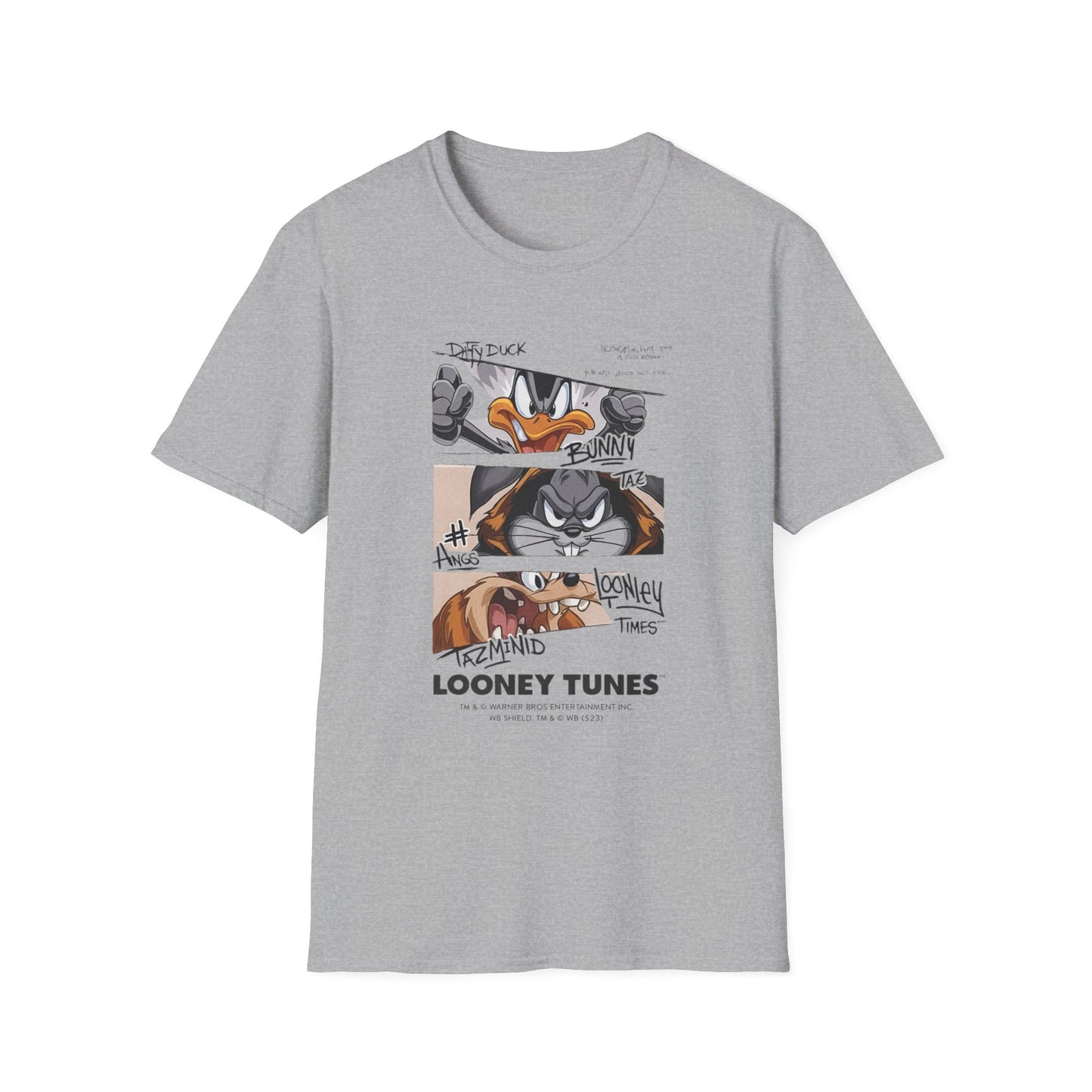Camiseta con Panel de Fotos Policiales de Looney Tunes — Camiseta Gráfica del Pato Lucas y Bugs Bunny