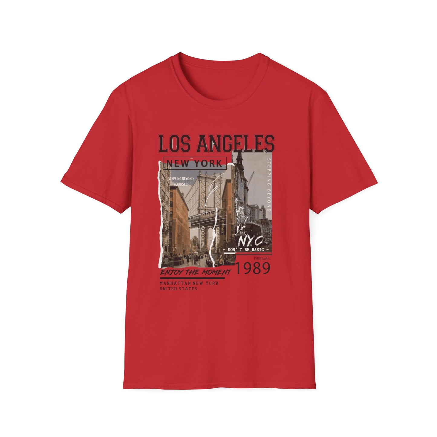 Los Angeles NYC Vintage T-Shirt mit Stadtansicht — Urbanes Reise-Grafik-T-Shirt von 1989