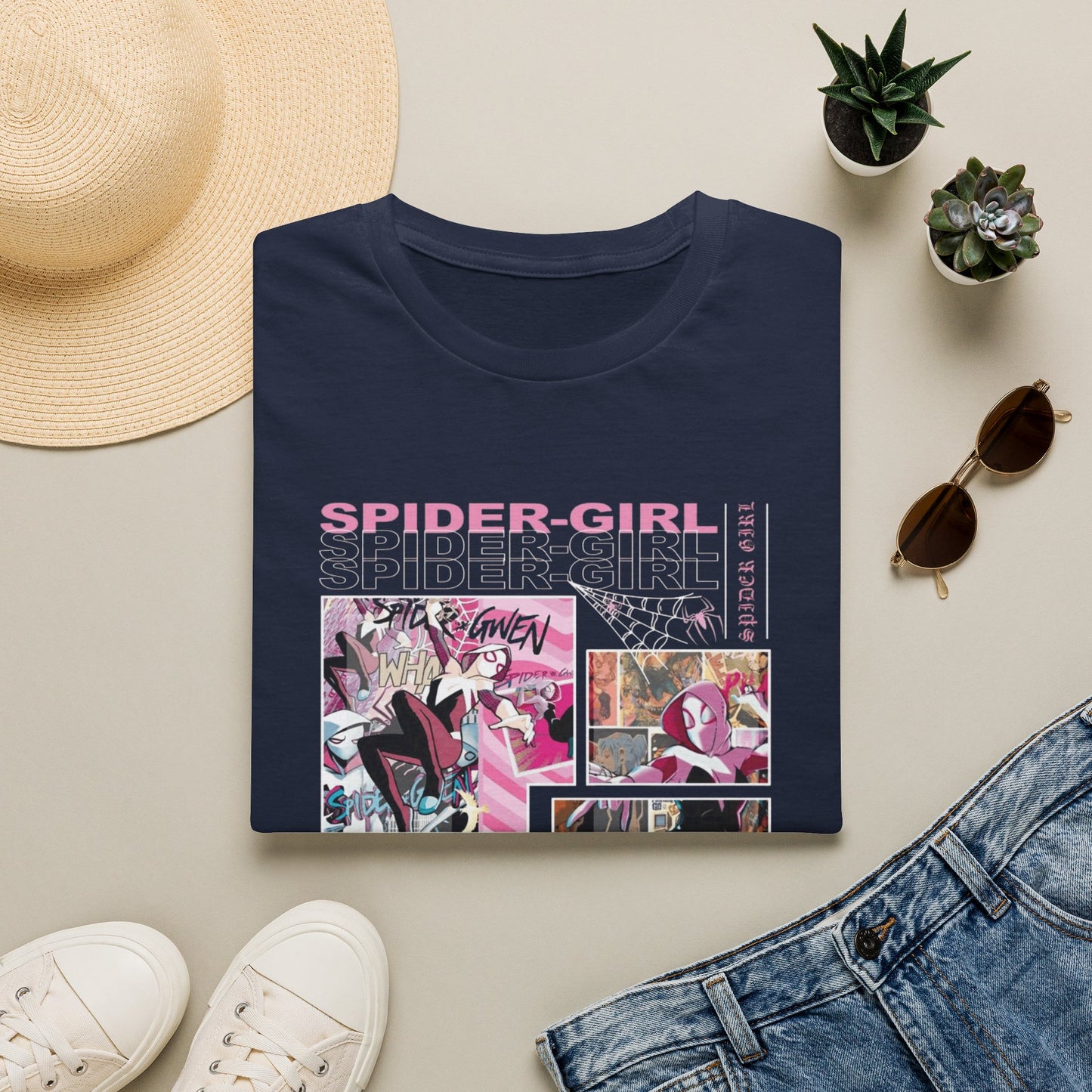 Camiseta con viñeta de cómic de Spider-Gwen - Camiseta retro rosa con diseño de Spider-Girl