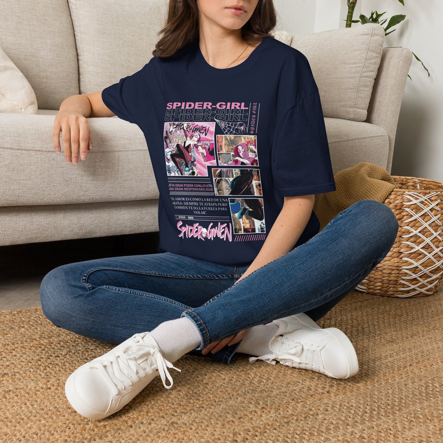 Camiseta con viñeta de cómic de Spider-Gwen - Camiseta retro rosa con diseño de Spider-Girl