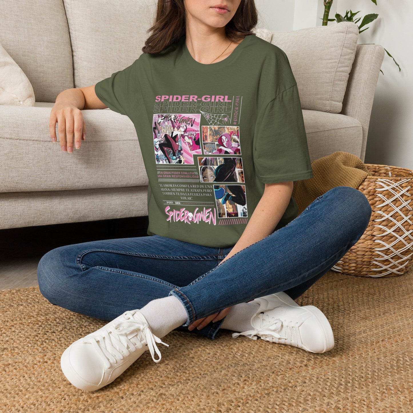 Camiseta con viñeta de cómic de Spider-Gwen - Camiseta retro rosa con diseño de Spider-Girl