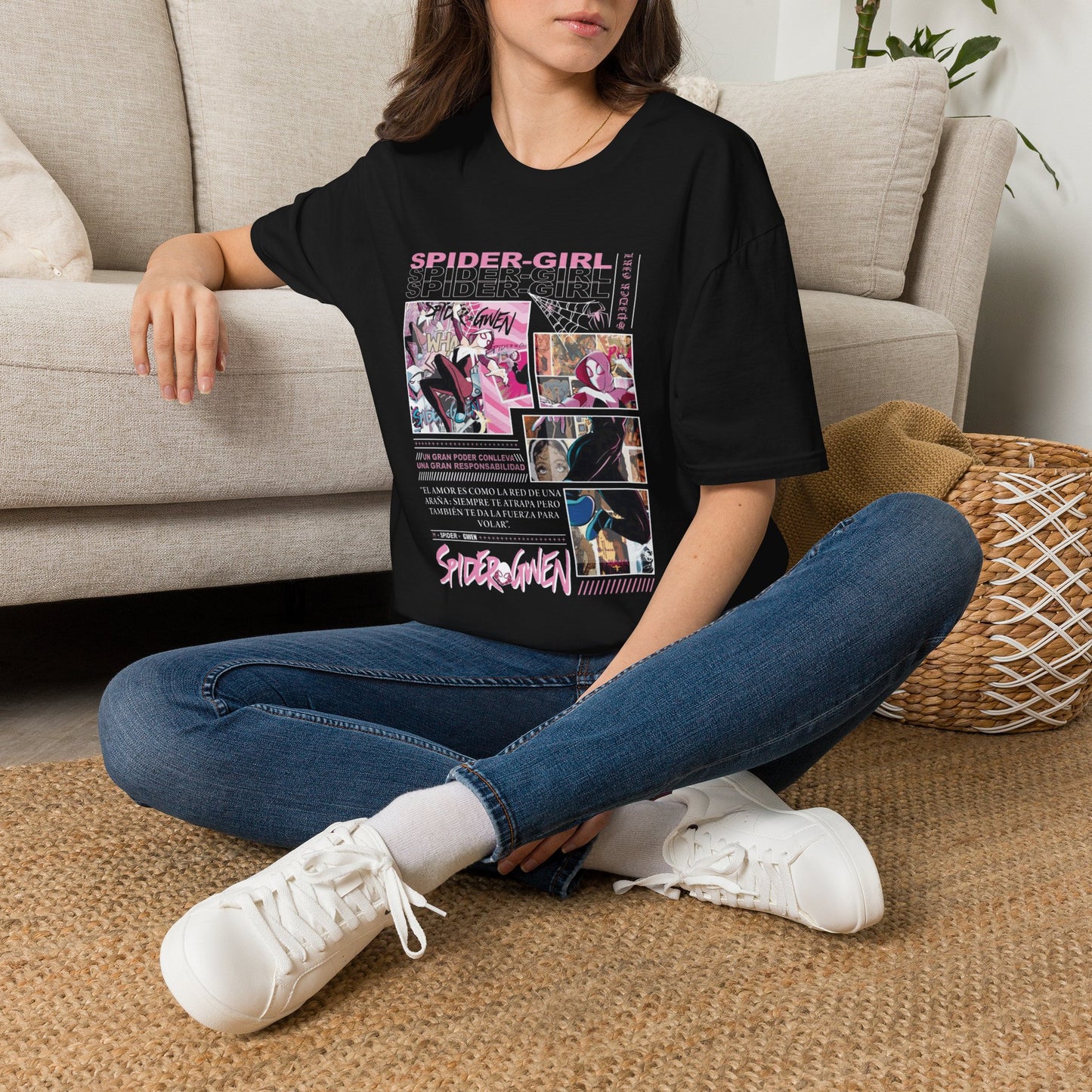 Camiseta con viñeta de cómic de Spider-Gwen - Camiseta retro rosa con diseño de Spider-Girl