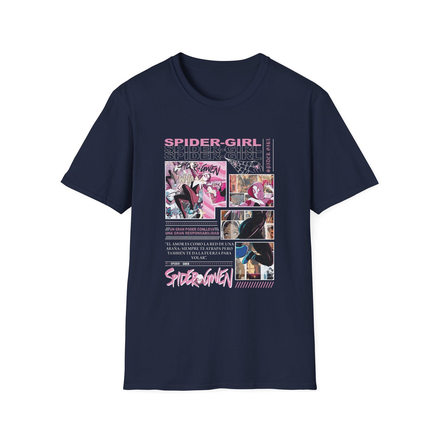 Camiseta con viñeta de cómic de Spider-Gwen - Camiseta retro rosa con diseño de Spider-Girl