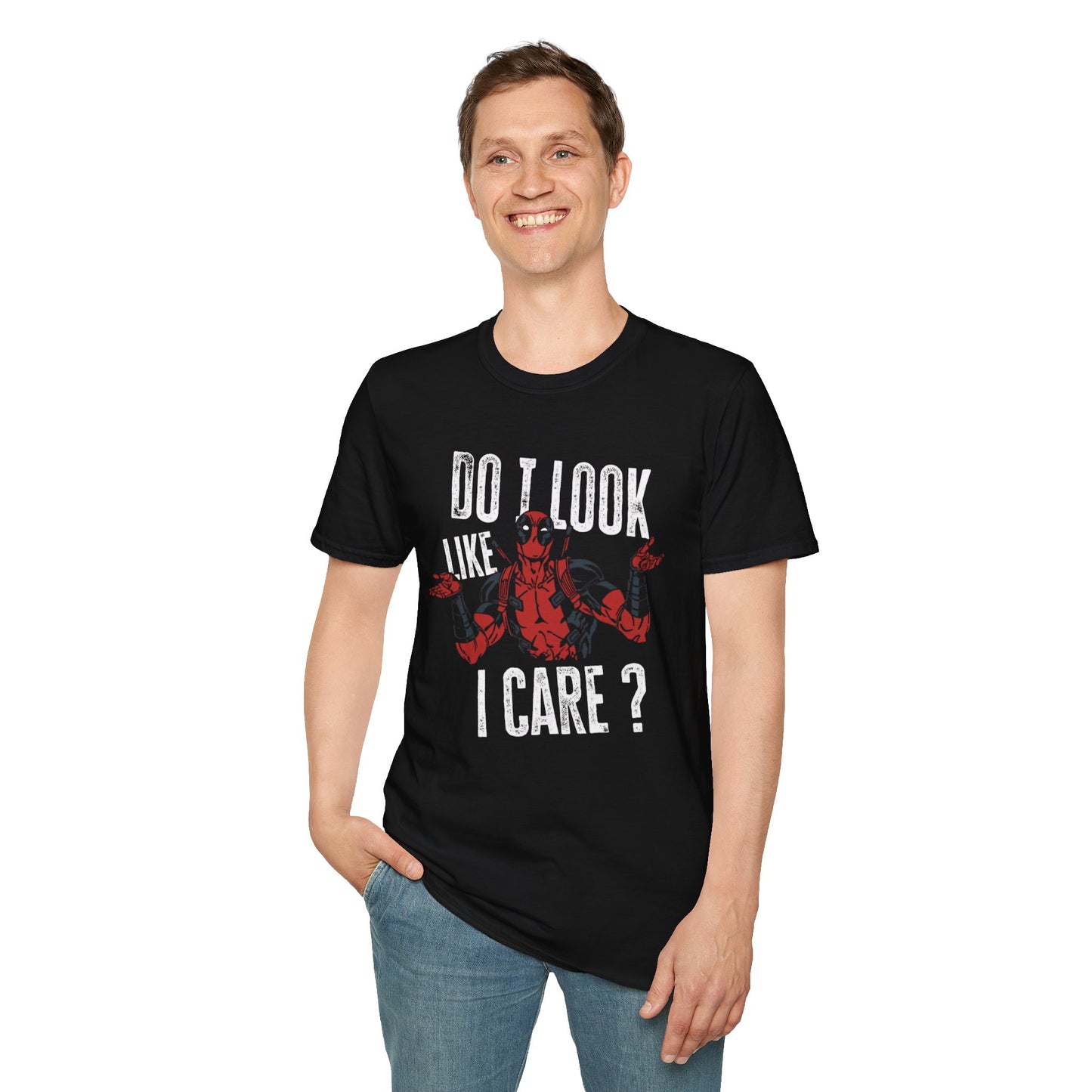Camiseta Gráfica — "¿Parece que me importa?" Camiseta de Antihéroe de Cómic