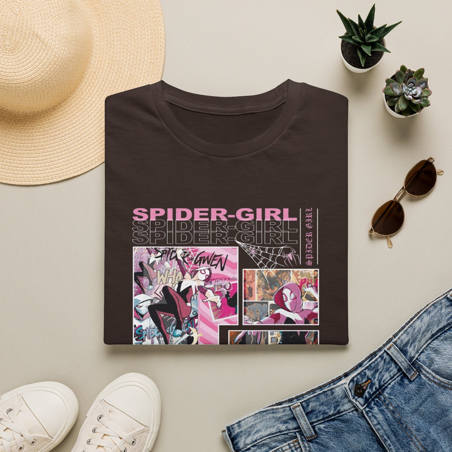 Camiseta con viñeta de cómic de Spider-Gwen - Camiseta retro rosa con diseño de Spider-Girl