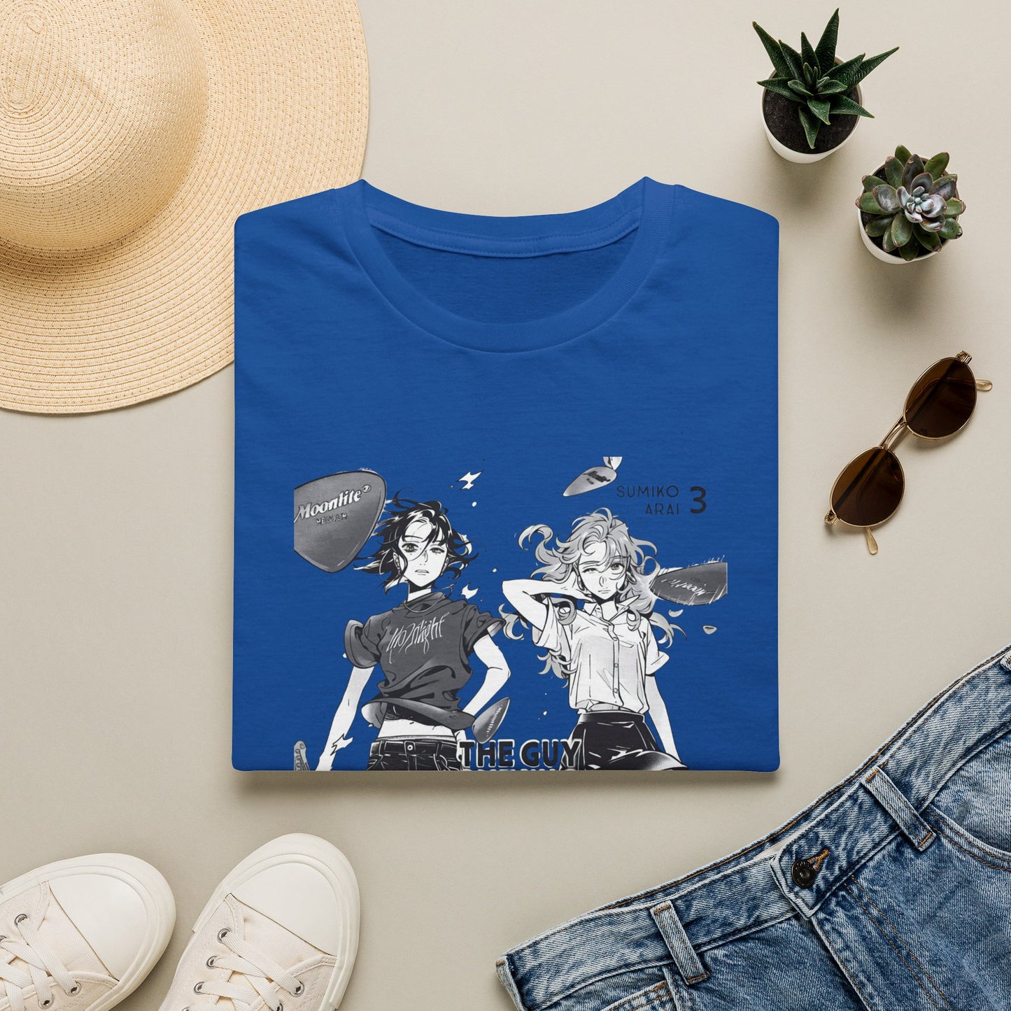Camiseta gráfica de dúo de chicas de anime — Diseño de manga retro negra