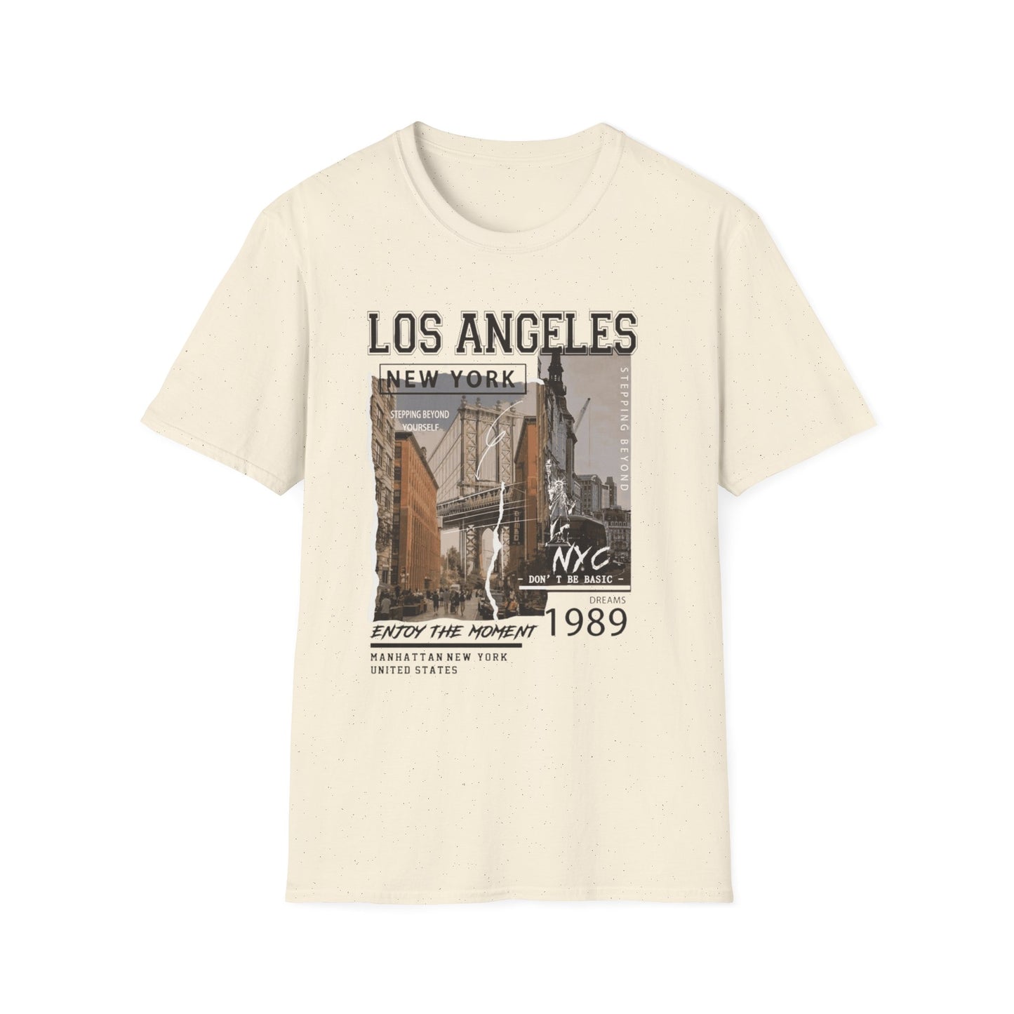Los Angeles NYC Vintage T-Shirt mit Stadtansicht — Urbanes Reise-Grafik-T-Shirt von 1989