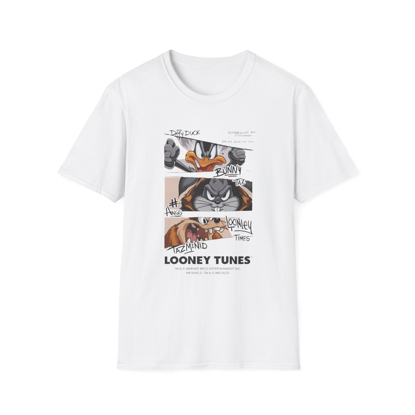 Camiseta con Panel de Fotos Policiales de Looney Tunes — Camiseta Gráfica del Pato Lucas y Bugs Bunny