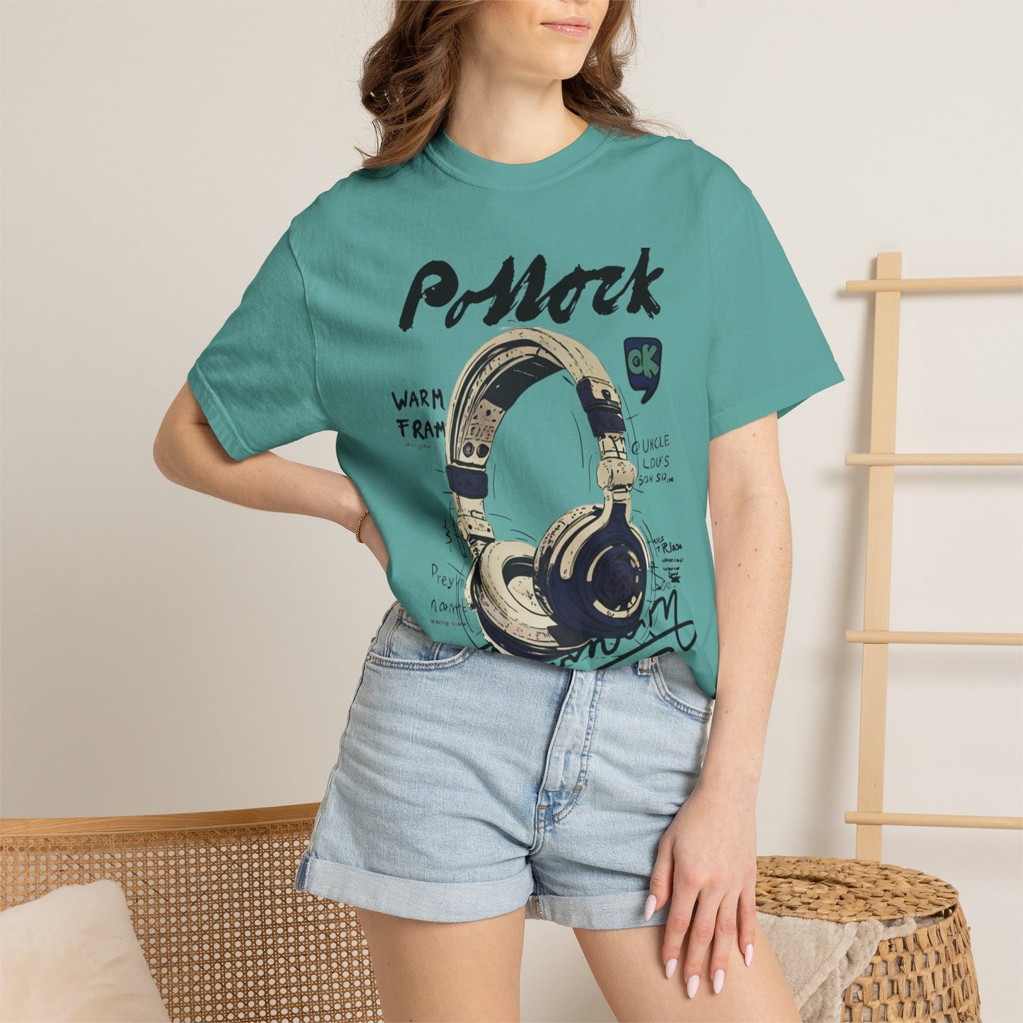 Vintage Headphones T-Shirt — Retro Music Graphic Tee ("P-Mock" Design)