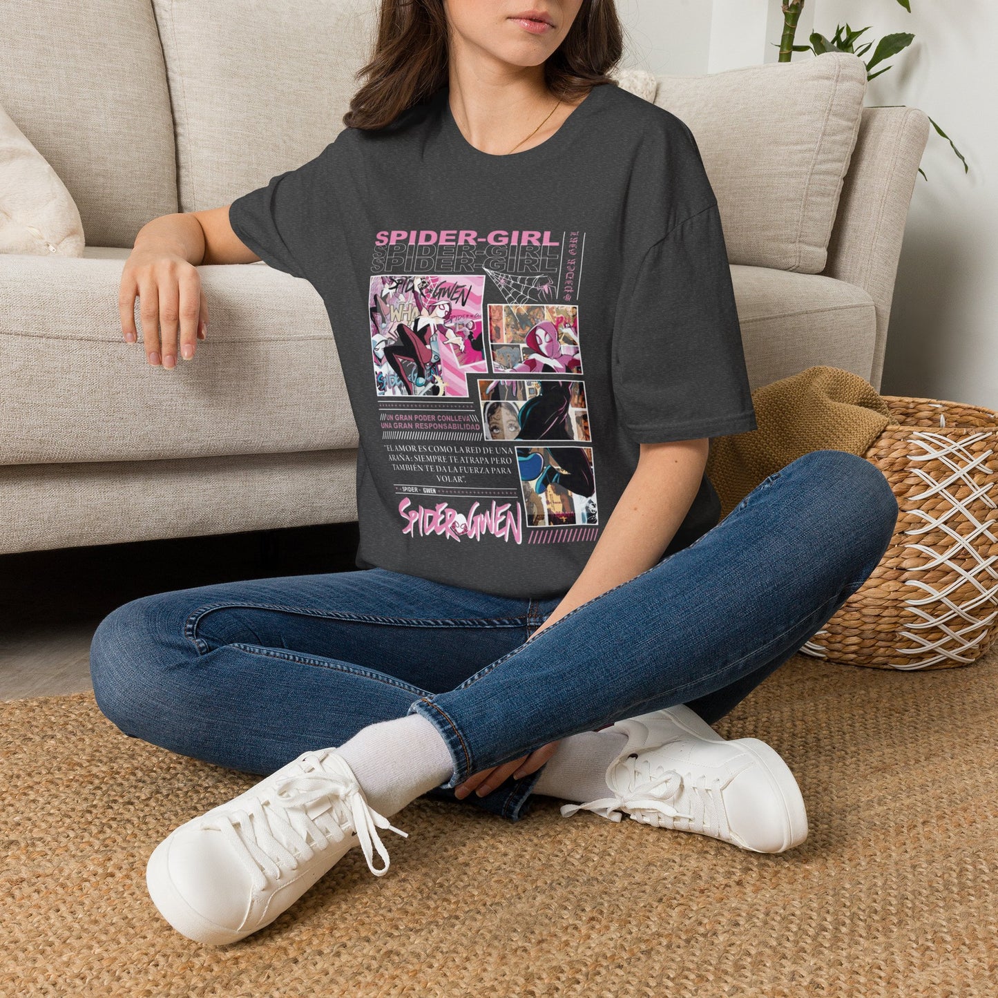 Camiseta con viñeta de cómic de Spider-Gwen - Camiseta retro rosa con diseño de Spider-Girl