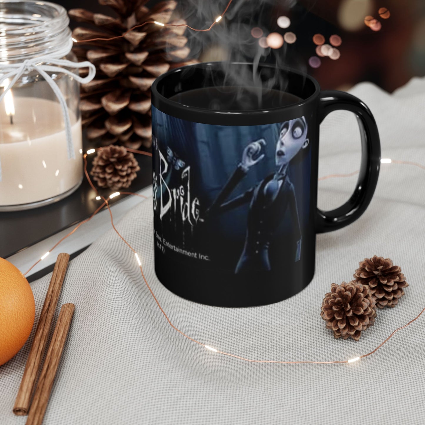 Corpse Bride Black Coffee Mug — Tim Burton Inspired Gothic Movie Collectible (11oz, 15oz)
