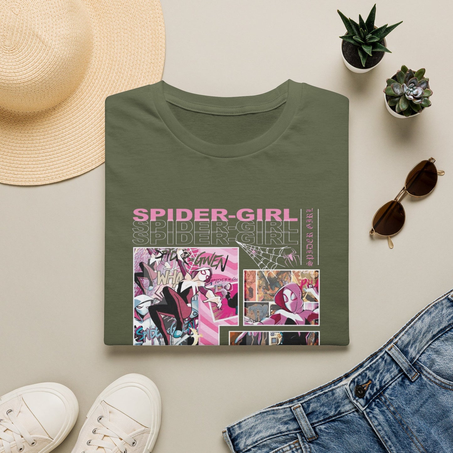 Camiseta con viñeta de cómic de Spider-Gwen - Camiseta retro rosa con diseño de Spider-Girl