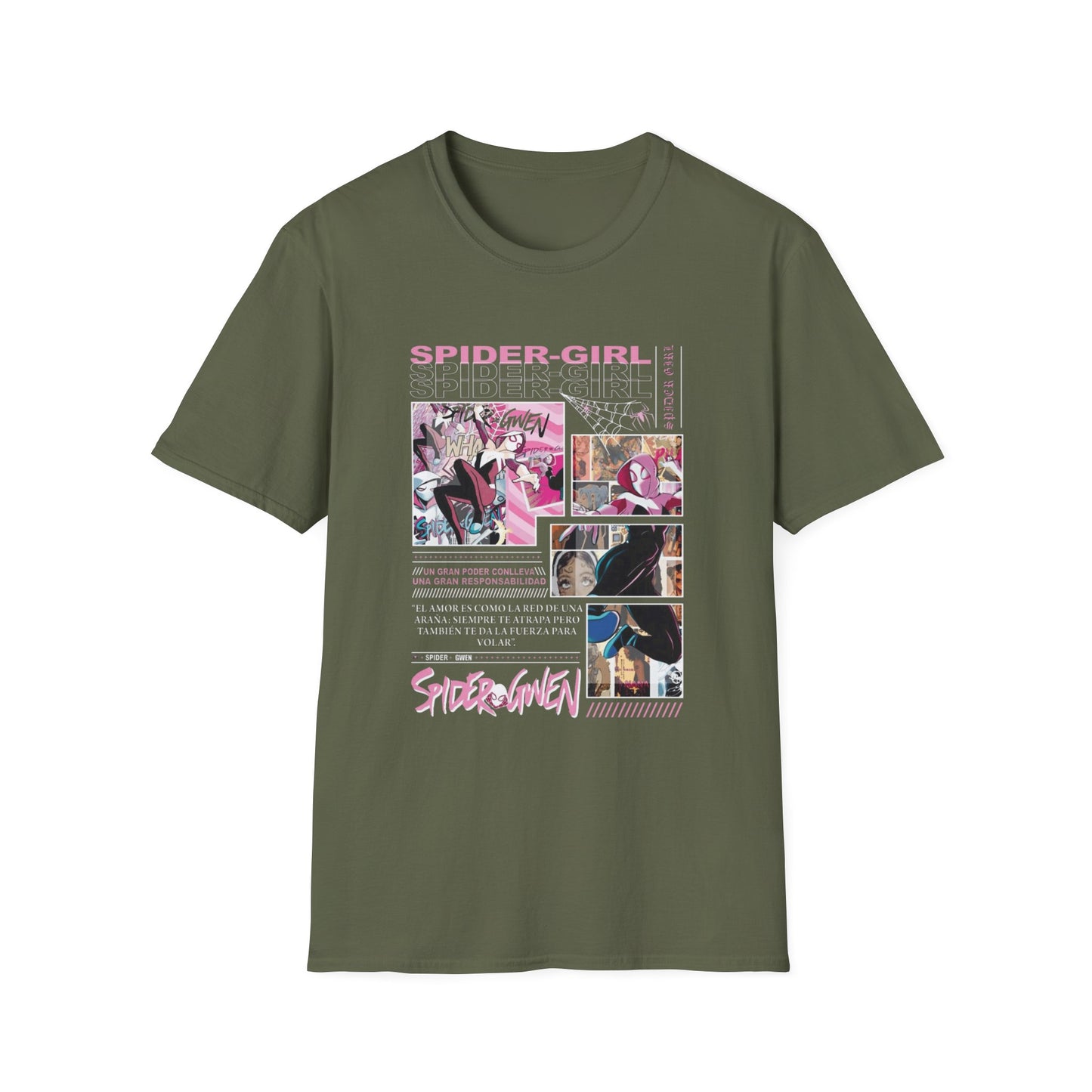 Camiseta con viñeta de cómic de Spider-Gwen - Camiseta retro rosa con diseño de Spider-Girl