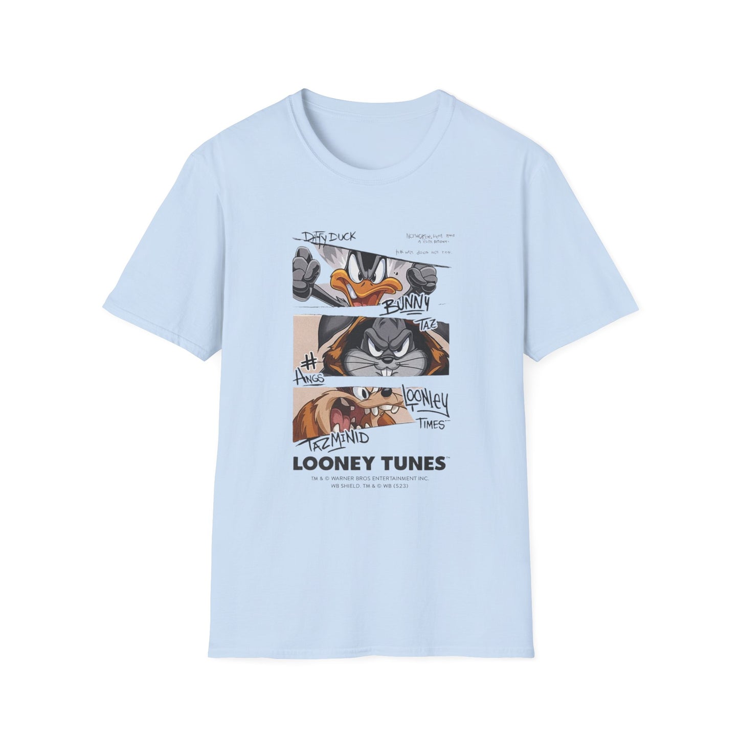 Camiseta con Panel de Fotos Policiales de Looney Tunes — Camiseta Gráfica del Pato Lucas y Bugs Bunny