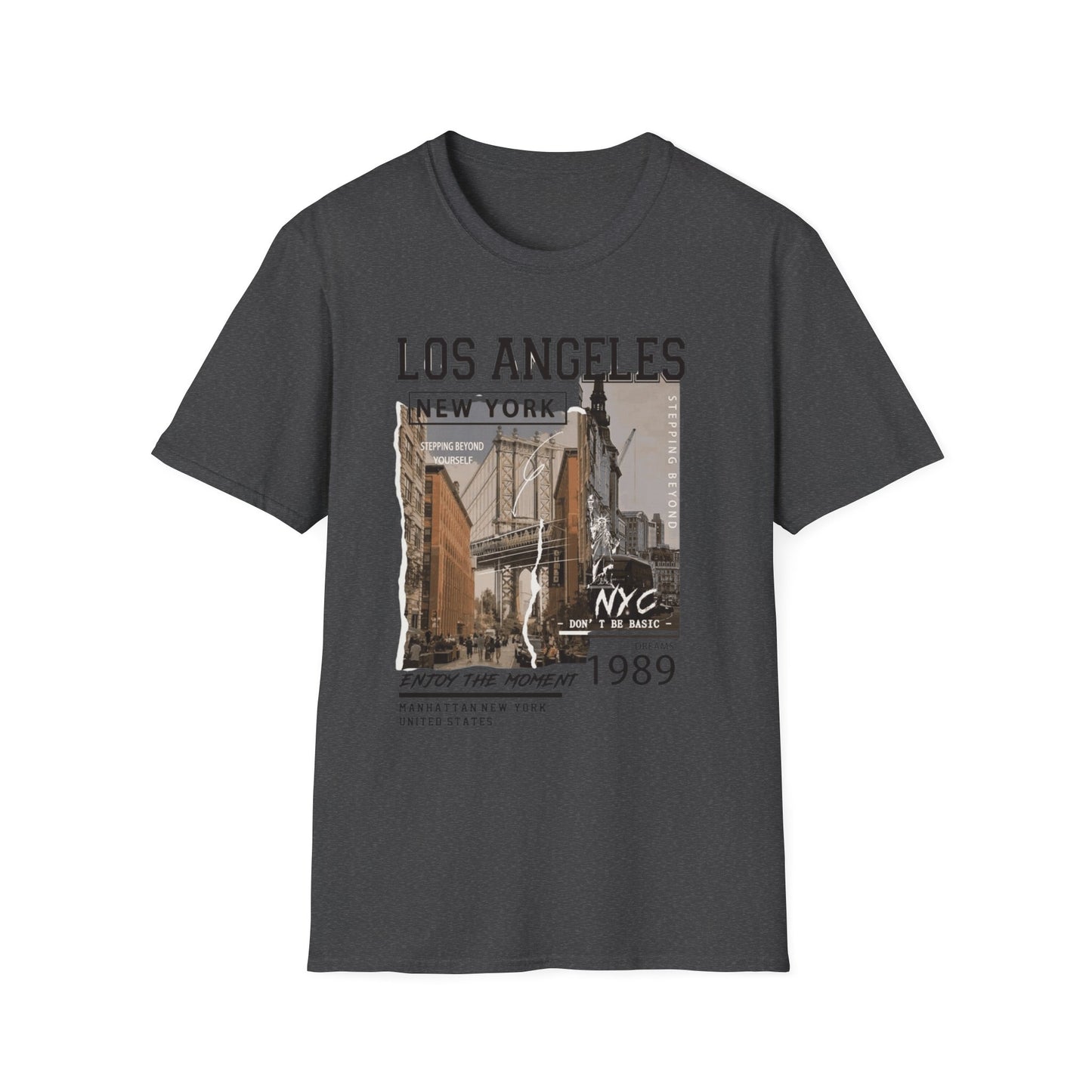 Los Angeles NYC Vintage T-Shirt mit Stadtansicht — Urbanes Reise-Grafik-T-Shirt von 1989
