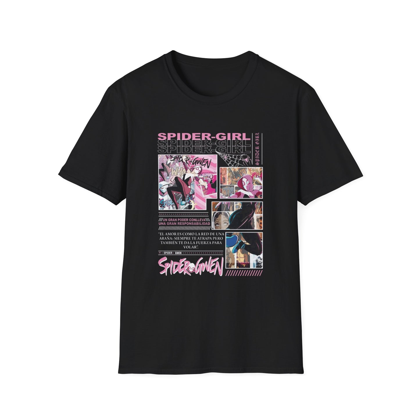 Camiseta con viñeta de cómic de Spider-Gwen - Camiseta retro rosa con diseño de Spider-Girl