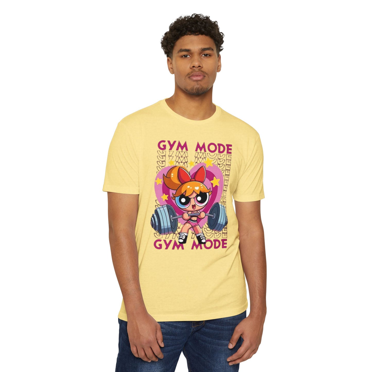Camiseta de levantamiento de pesas en modo gimnasio — Bonito diseño de Powerlifting de dibujos animados